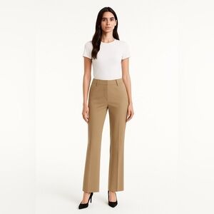 Ann Taylor Pants Trousers Flare Flat Front Midrise Beige Tan Size 10